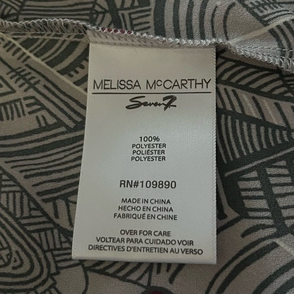 NEW Melissa McCarthy Seven7 Tunic Top-3X Button Pleated Tie Gray Blouse - Picture 4 of 10